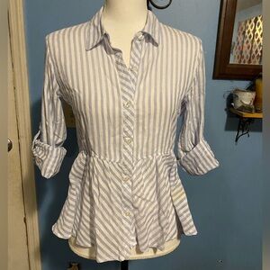 Love Noted, Striped, Flare, Button Down